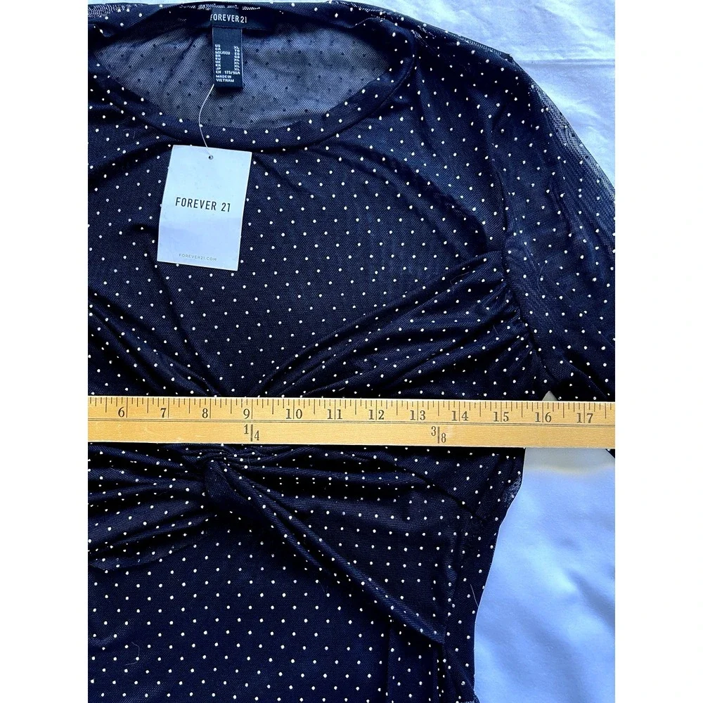 New Forever 21 Womens Sheer Twisted Mesh Rhinestones Top Size XL Black Clubwear